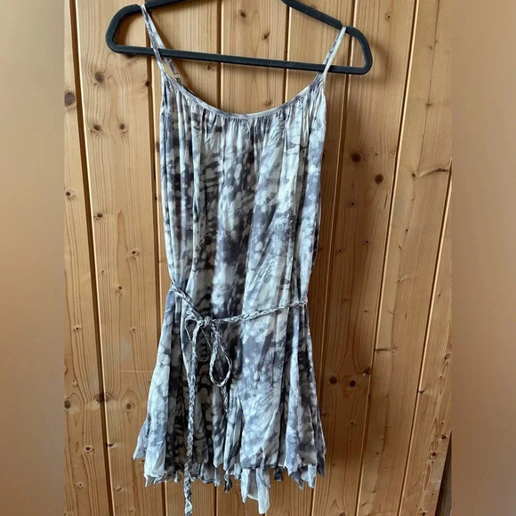 FATE gray cloud tie dye swing mini dress with belt size M NWT - Picture 9 of 12